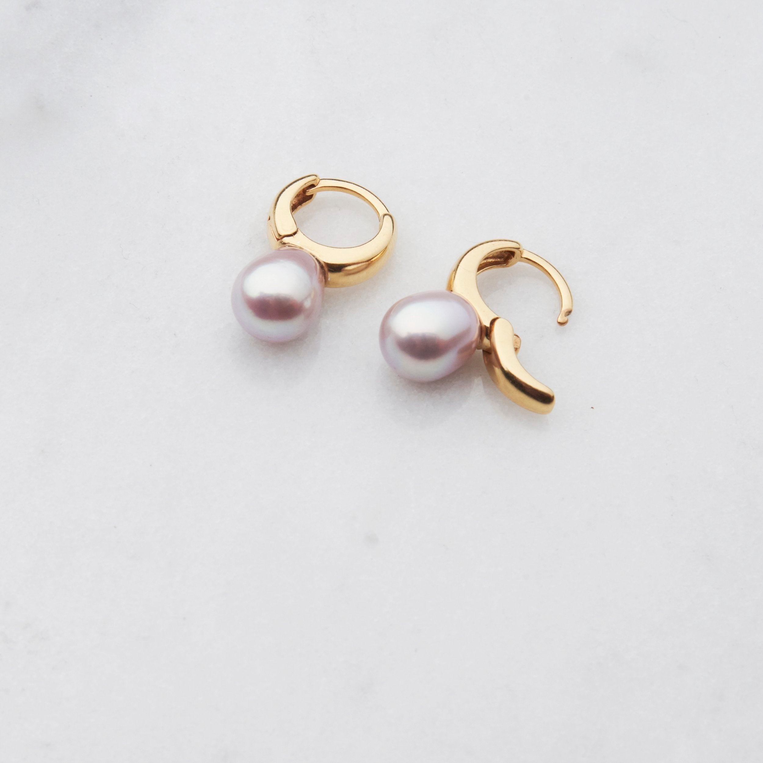 Hoops with Lavender Pearls-semi-fine jewelry-Veronica Antonucci