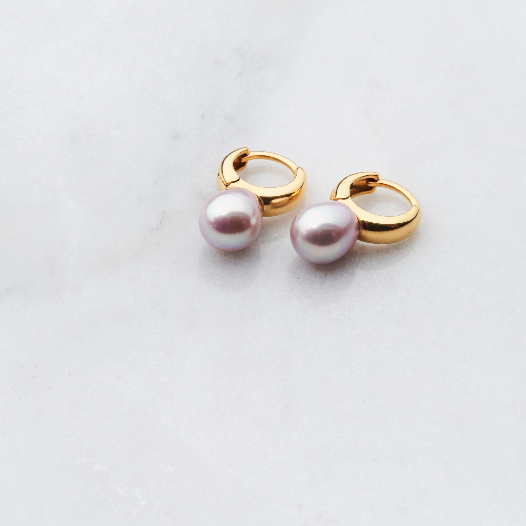 Hoops with Lavender Pearls-semi-fine jewelry-Veronica Antonucci