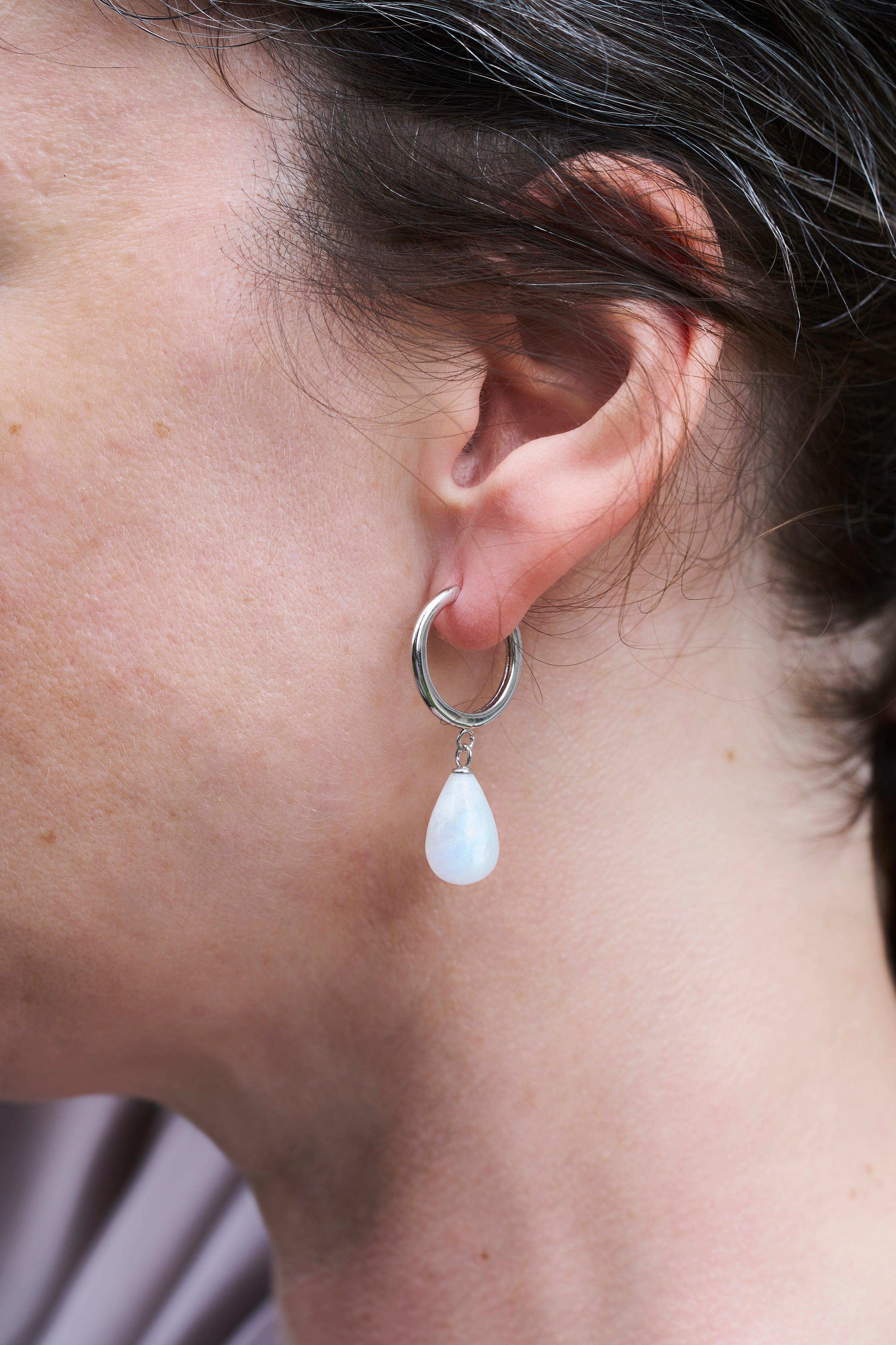 Creolen mit Regenbogen Mondstein