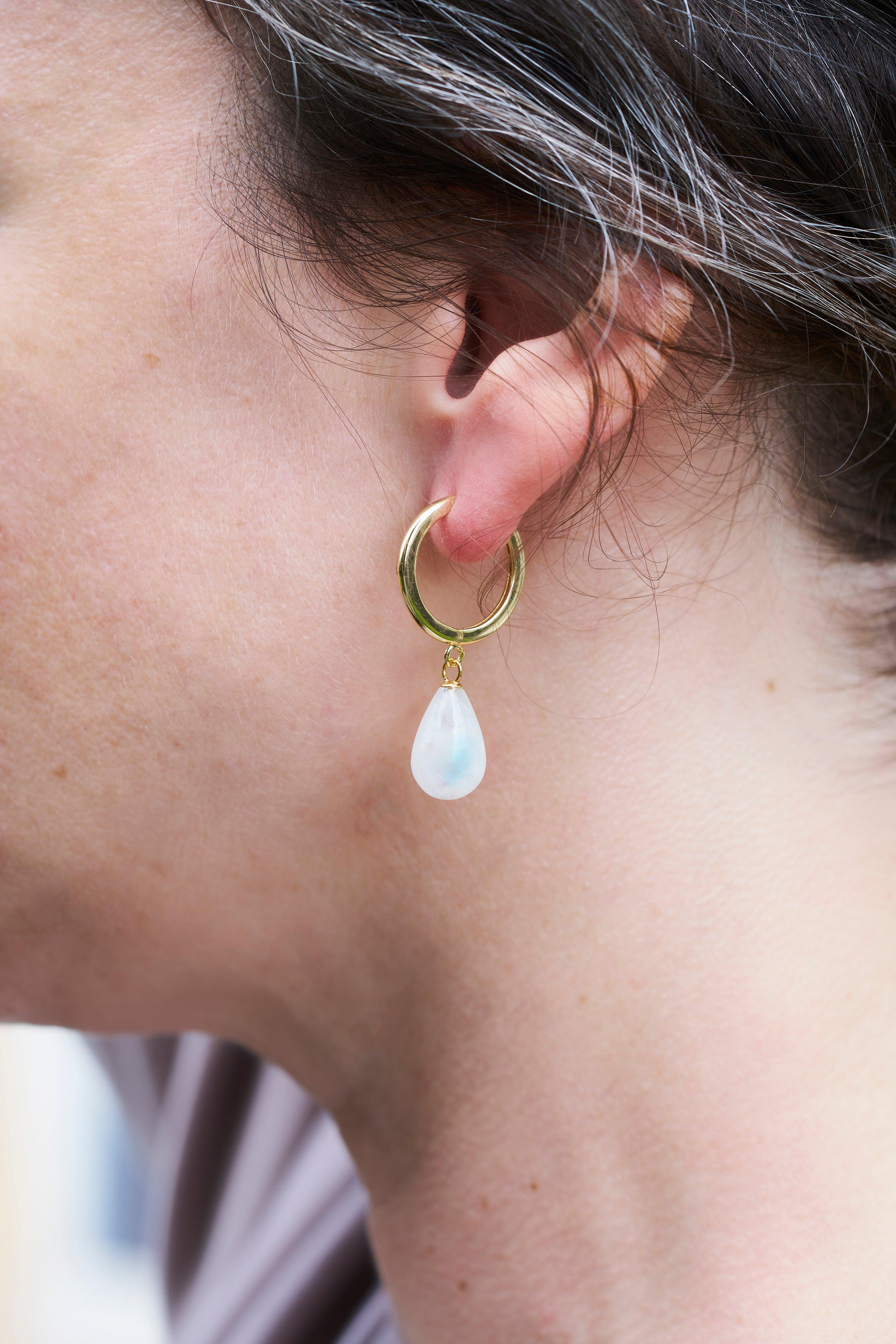 Creolen mit Regenbogen Mondstein