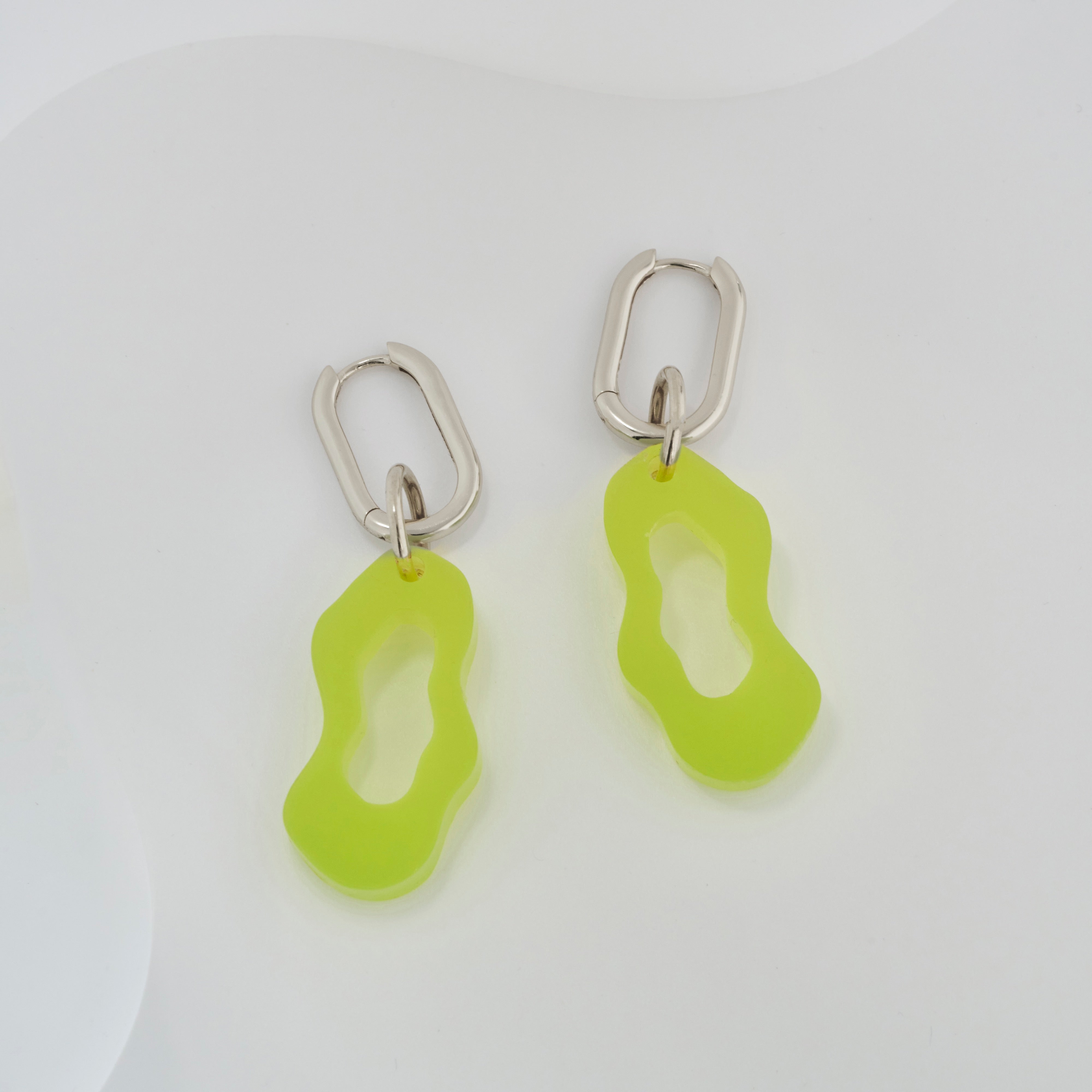 29 Palms Sunset - Gigi - frosted green-Silver hoops-Veronica Antonucci-sustainable earrings