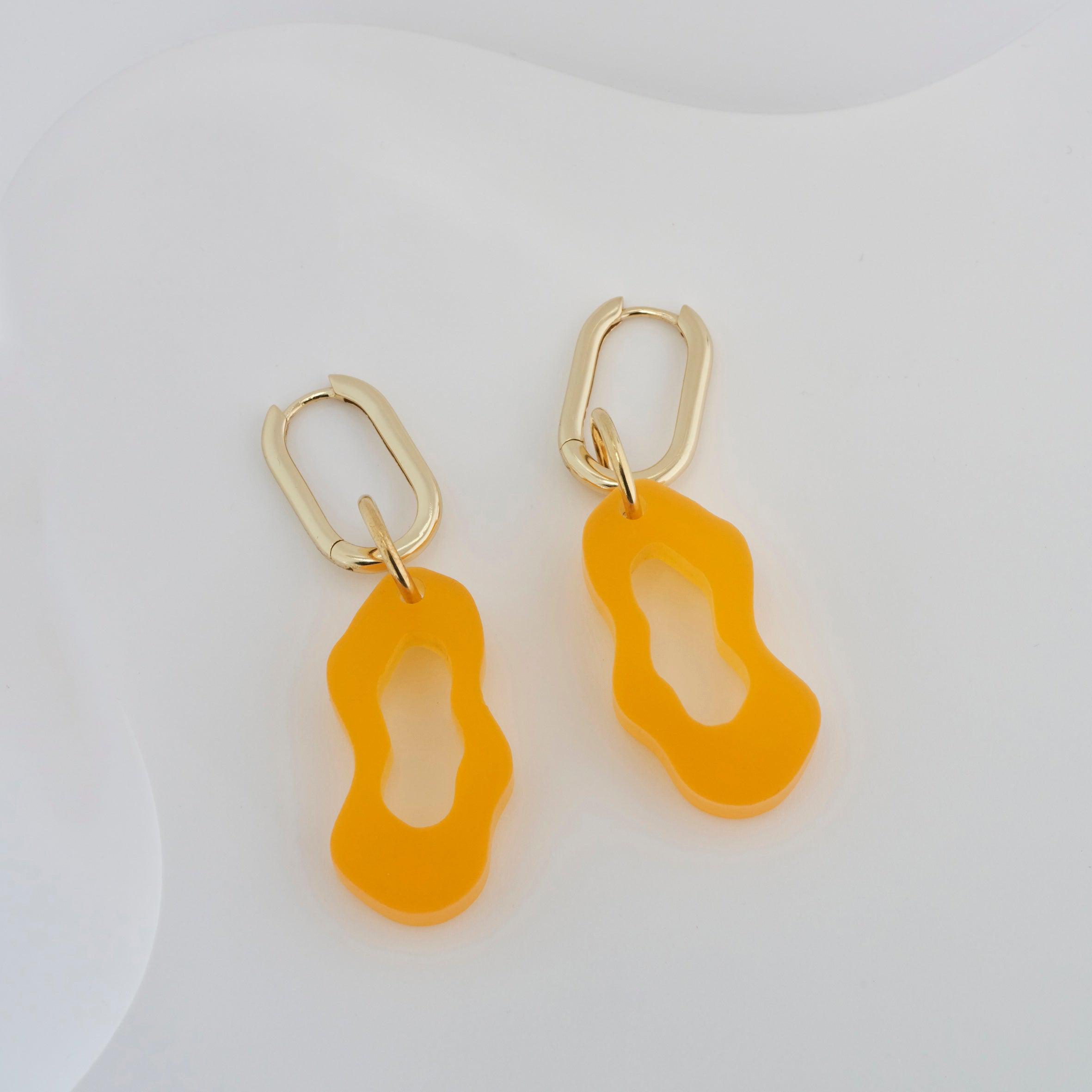 29 Palms Sunset - Gigi - frosted yellow-Gold-plated hoops-Veronica Antonucci-sustainable earrings