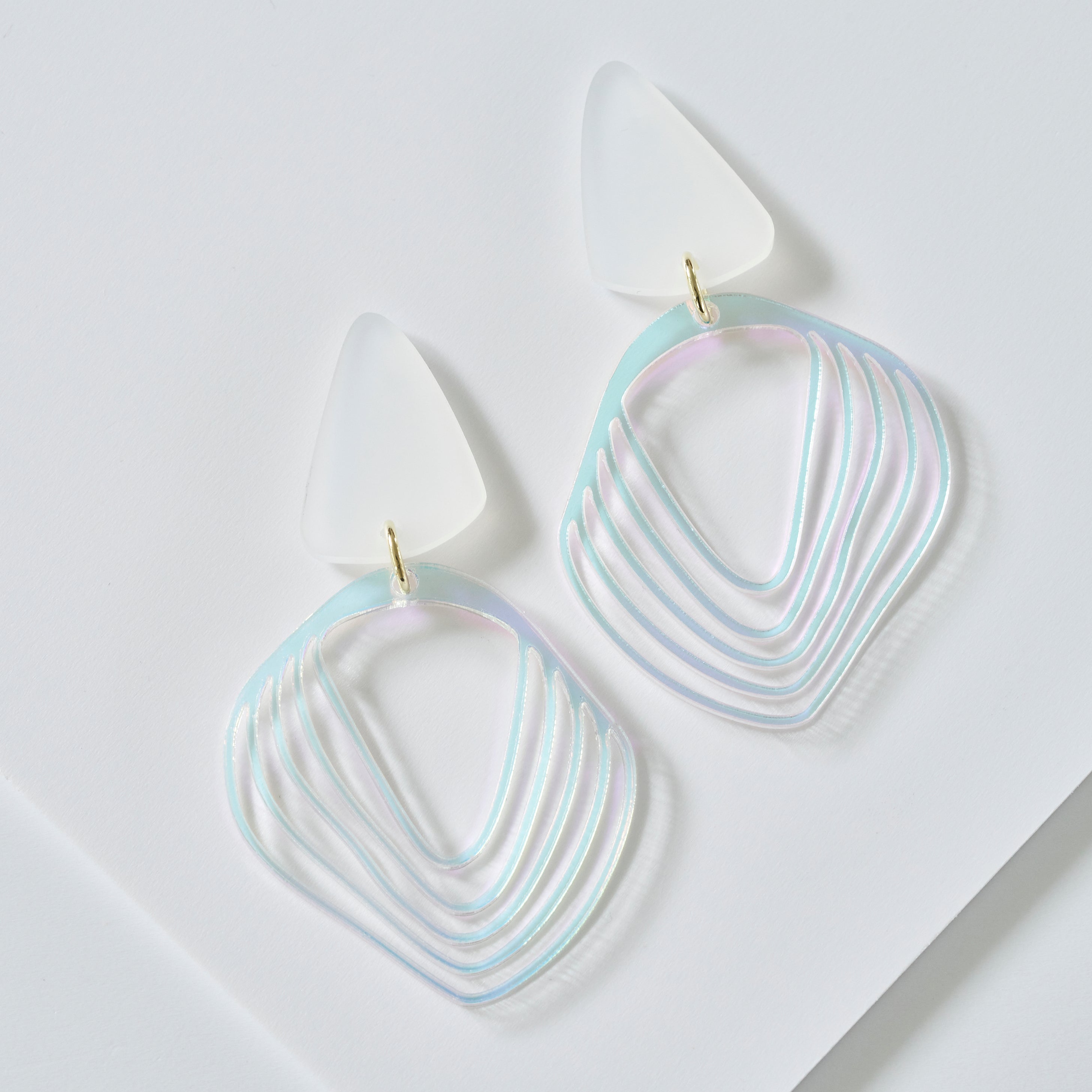 Anikó - iridescent and frosted white--Veronica Antonucci-sustainable earrings