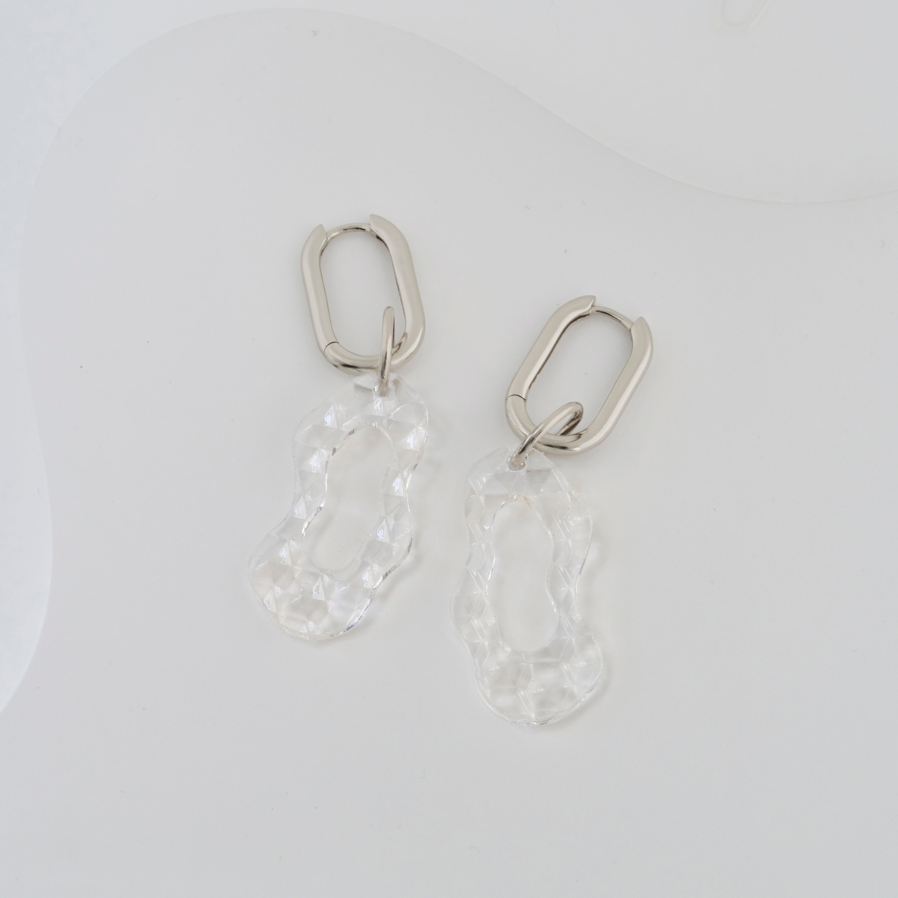 Gigi - crystal-Silver hoops-Veronica Antonucci-sustainable earrings