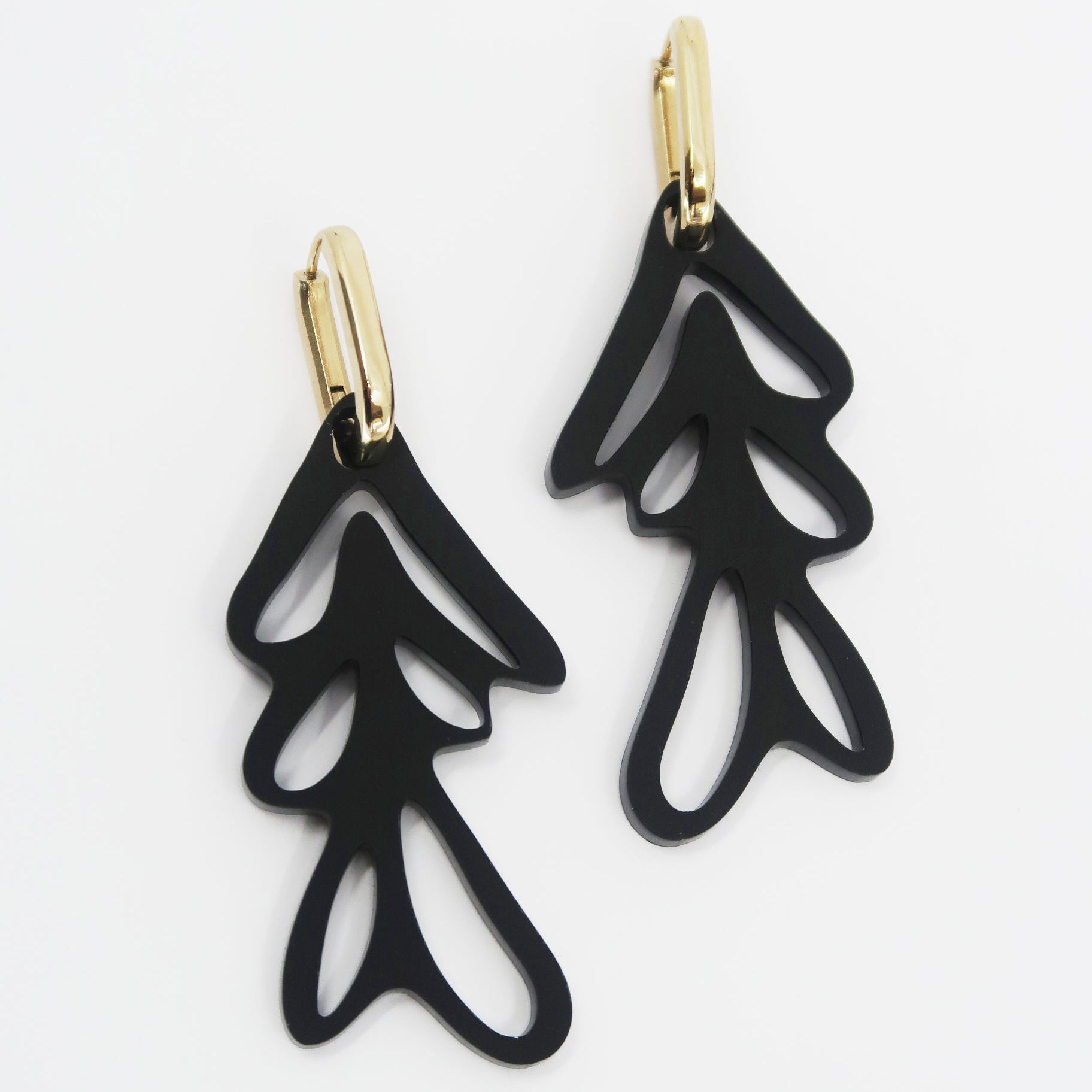 ALGAE 01 Ohrringe mit Edelstahl Klappcreolen