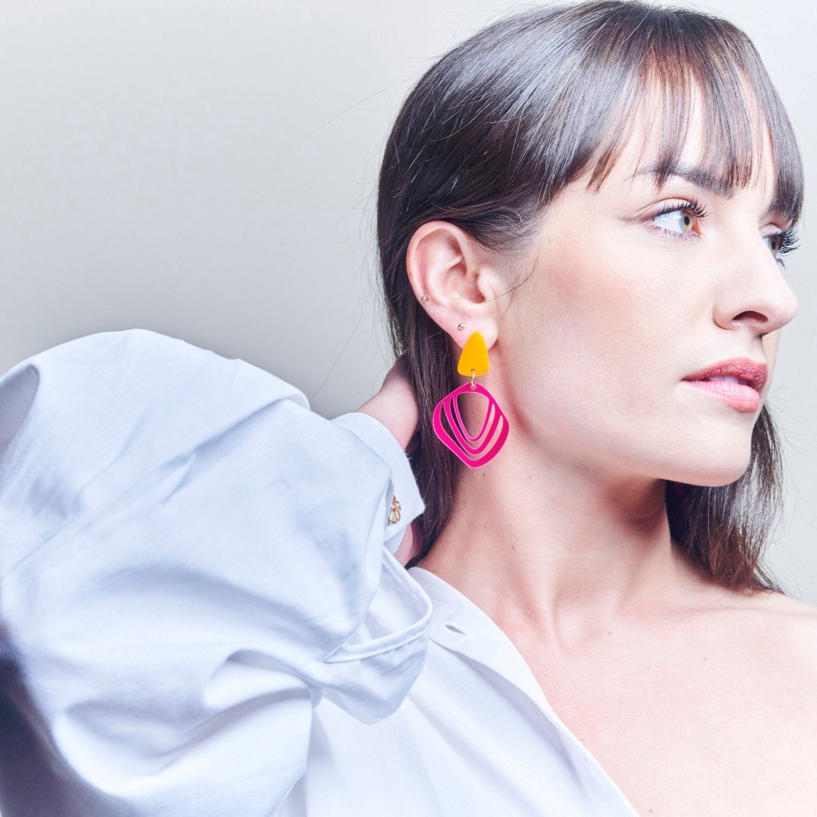 Iluska - magenta and tangerine--Veronica Antonucci-sustainable earrings