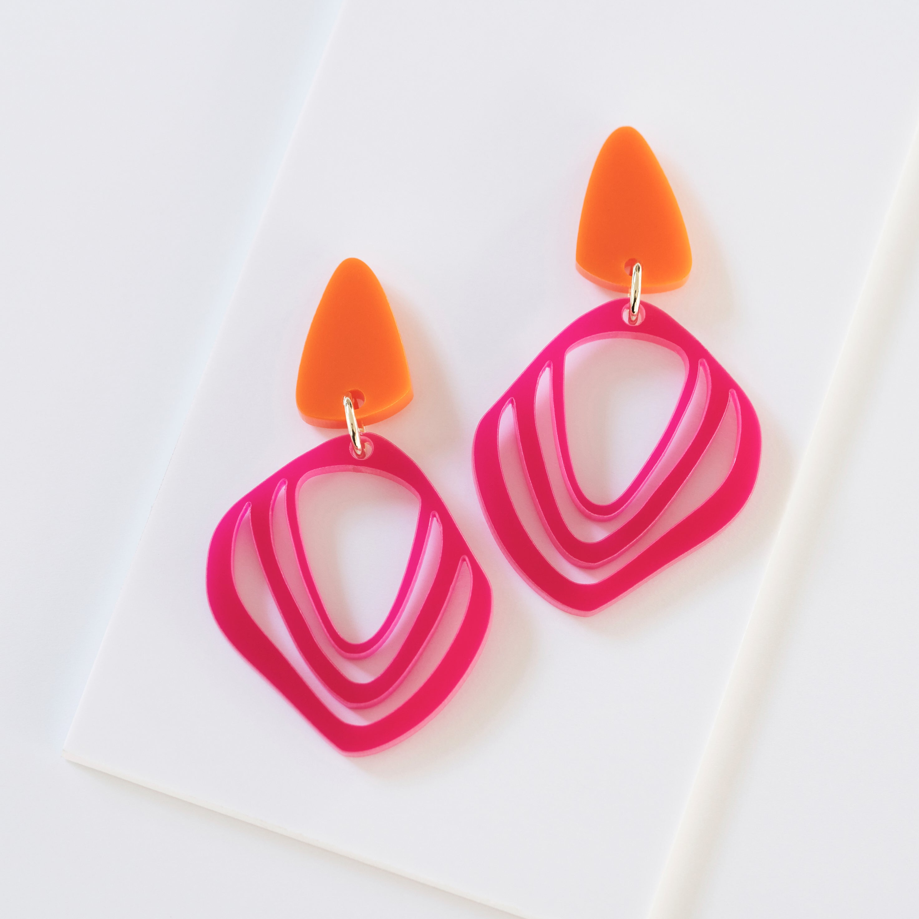 Iluska - magenta and tangerine--Veronica Antonucci-sustainable earrings