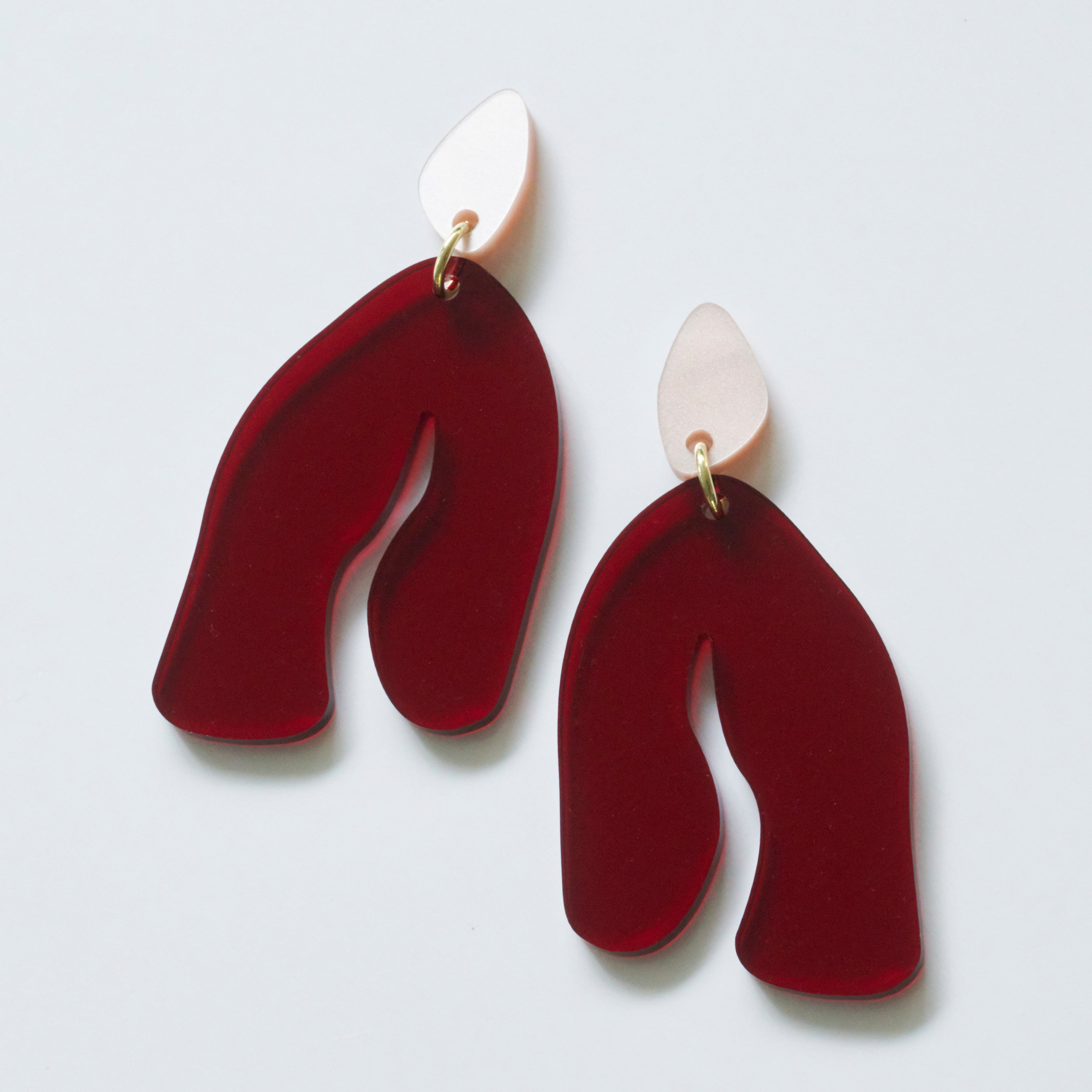 Kim - burgundy and pearly rose--Veronica Antonucci-sustainable earrings