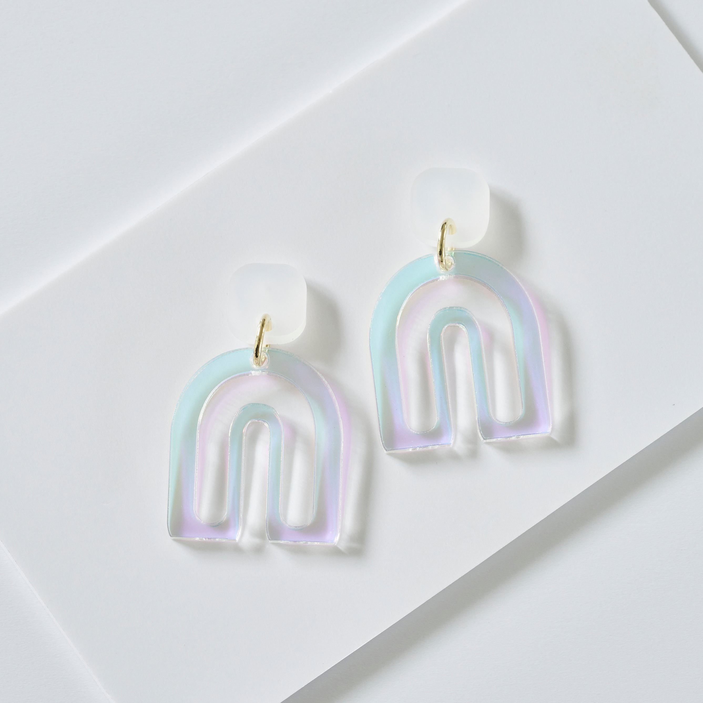 Pika - iridescent and frosted white--Veronica Antonucci-sustainable earrings