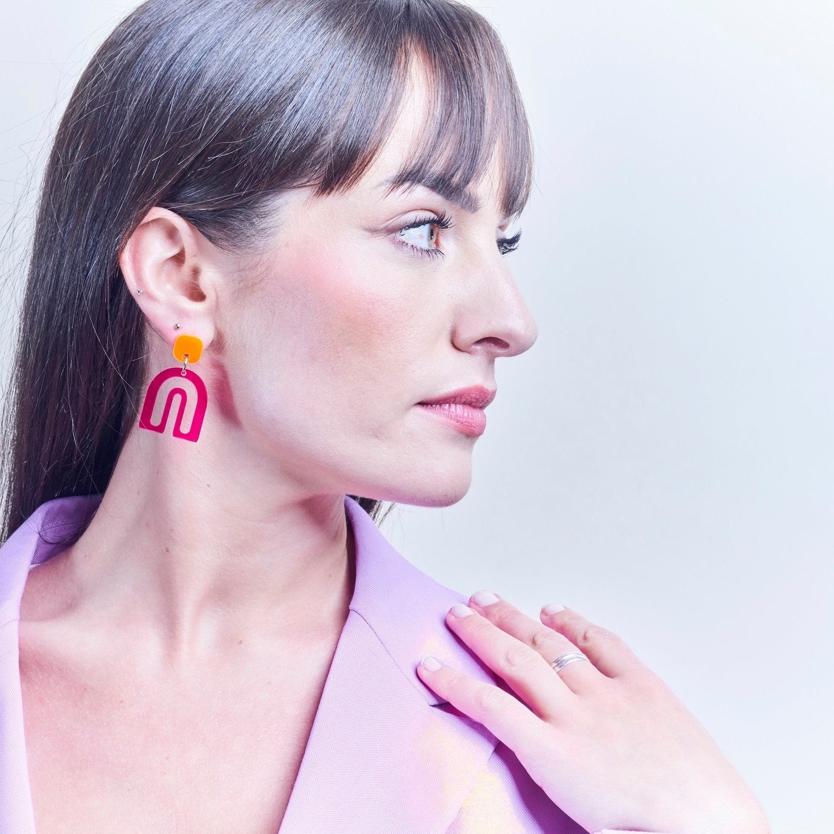 Pika - pink and tangerine--Veronica Antonucci-sustainable earrings