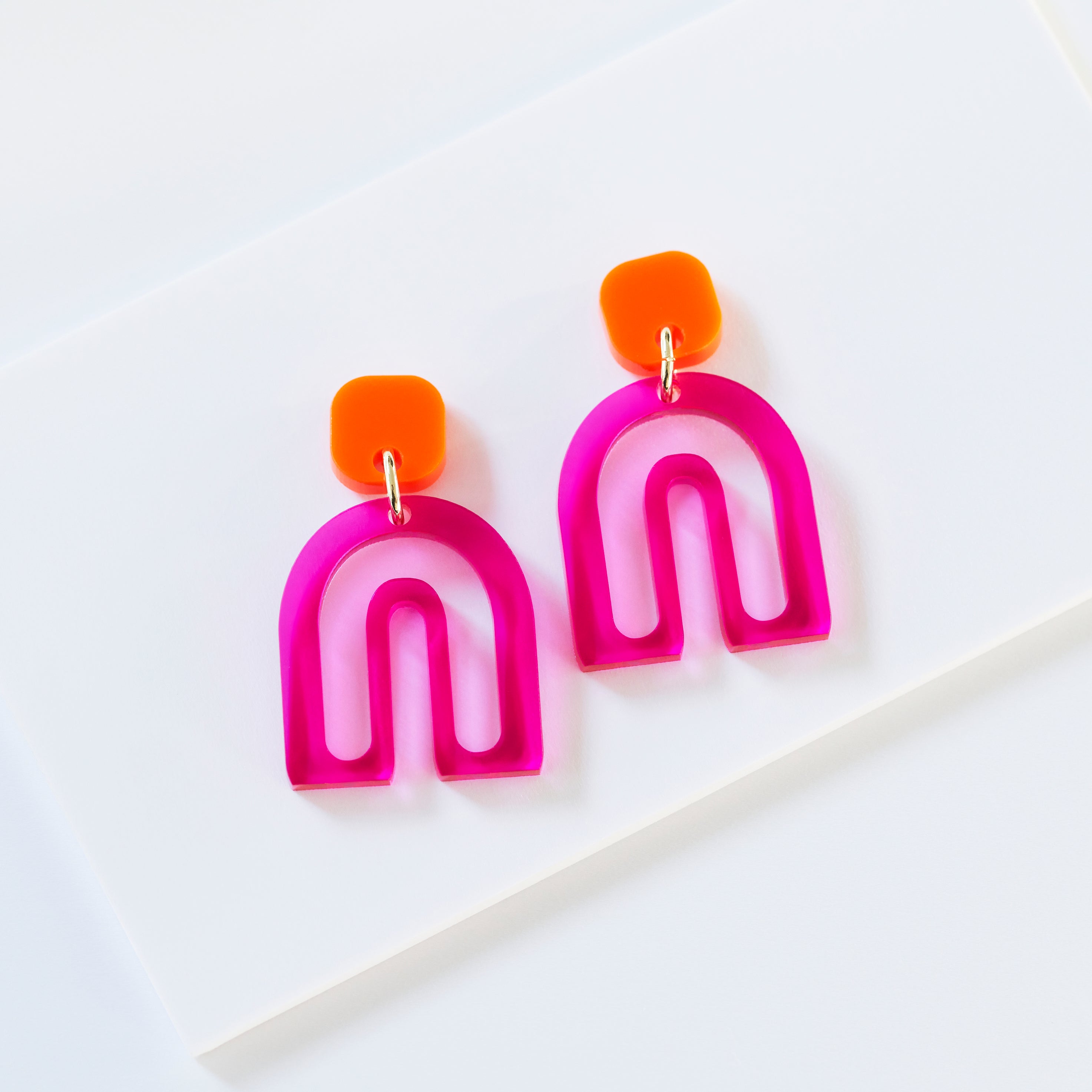 Pika - pink and tangerine--Veronica Antonucci-sustainable earrings