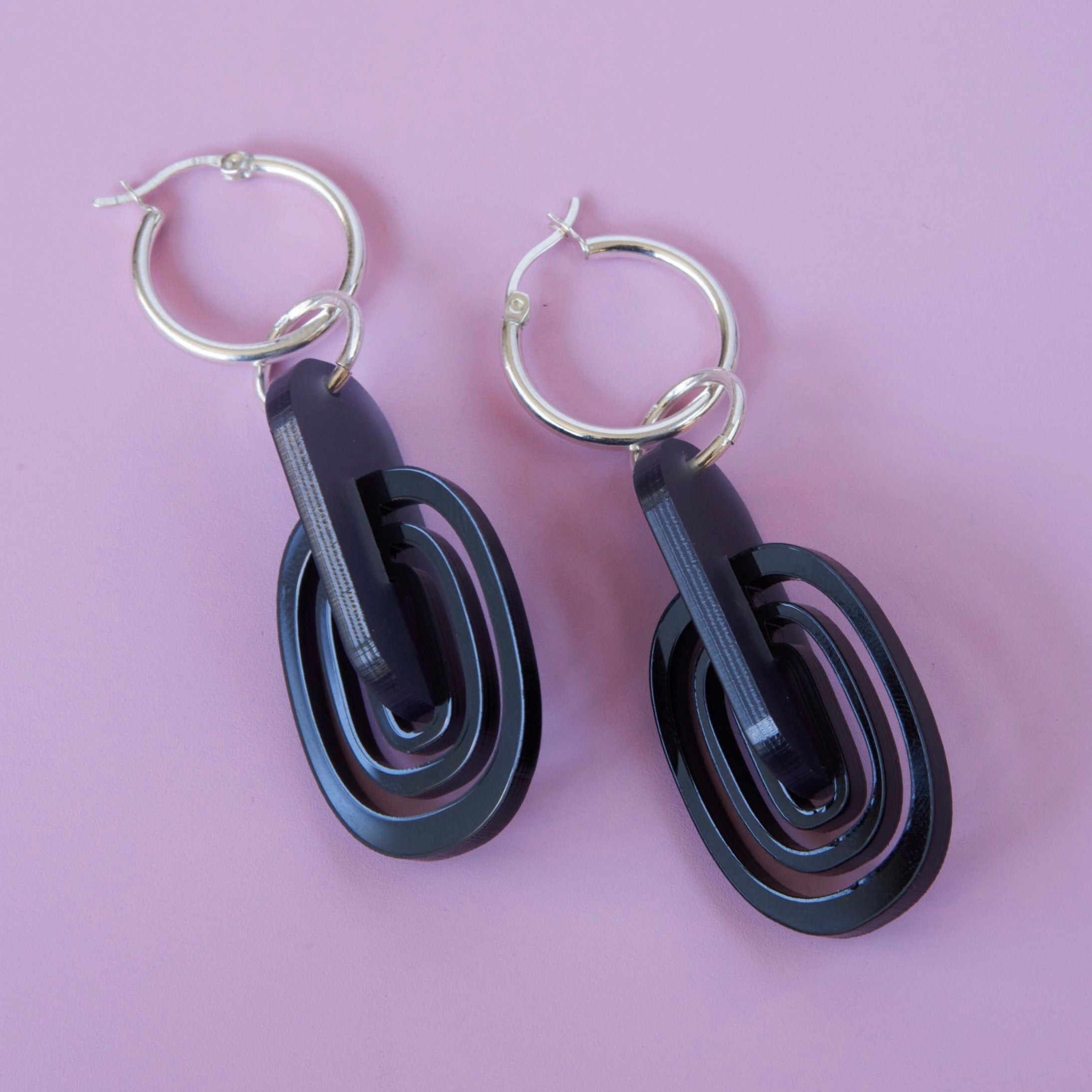 Vivi - frosted anthracite and black-acrylic glass-Veronica Antonucci-sustainable earrings