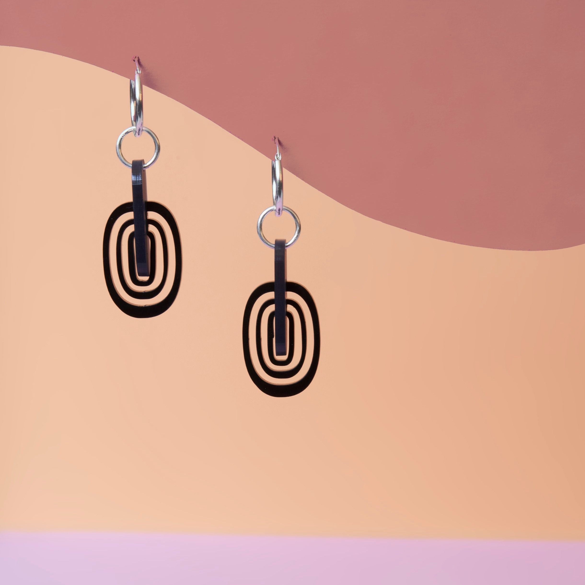 Vivi - frosted anthracite and black-acrylic glass-Veronica Antonucci-sustainable earrings