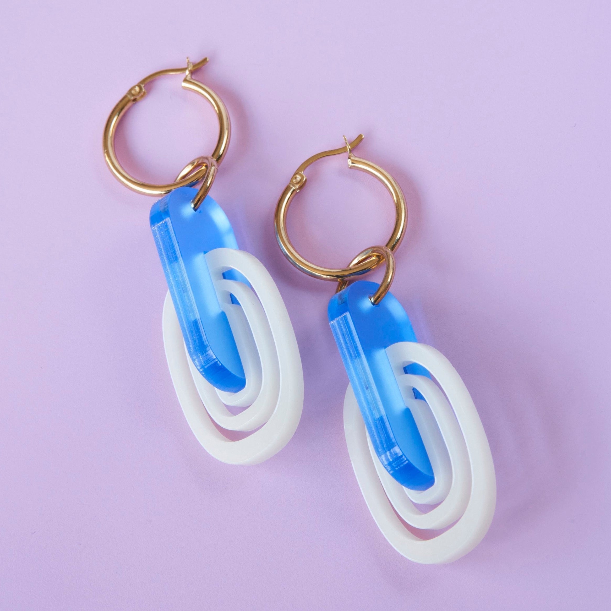 Vivi - frosted sky blue and cream-acrylic glass-Veronica Antonucci-sustainable earrings