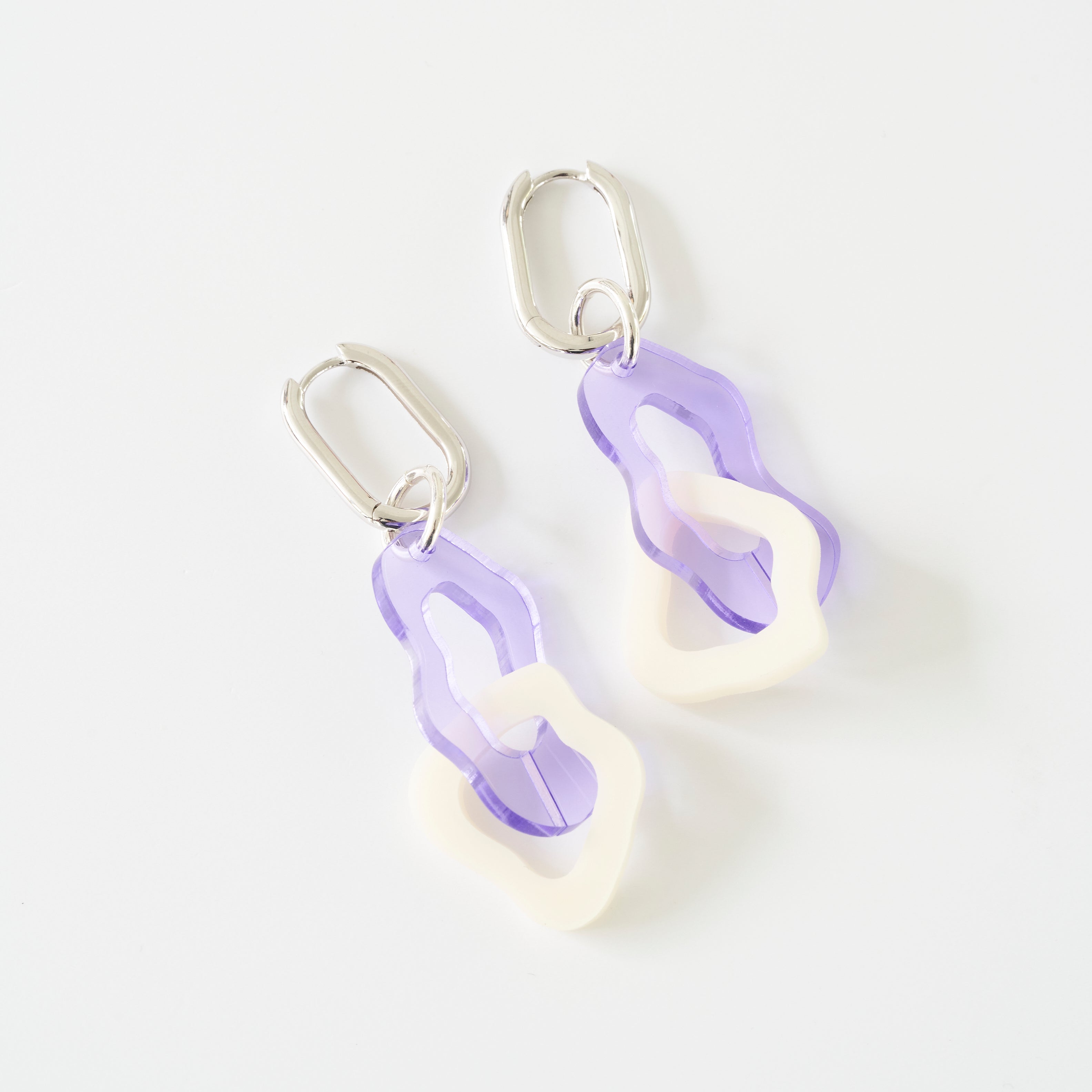 Yule - wisteria and cream-acrylic glass-Veronica Antonucci-sustainable earrings